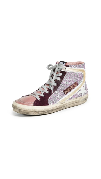 Shop Golden Goose Slide Sneakers In Cyclamen/white