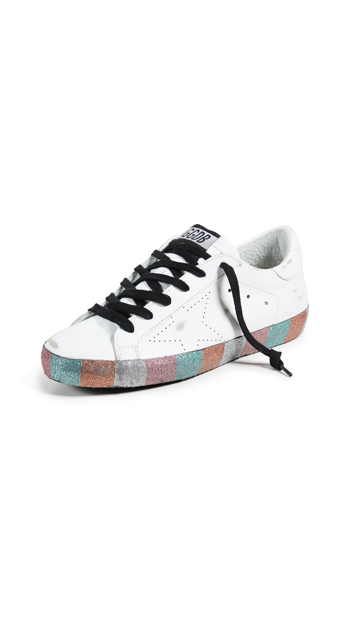 rainbow golden goose sneakers