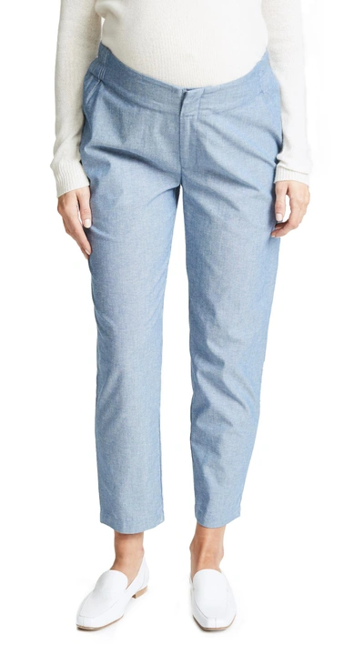 Shop Hatch Ingrid Trousers In Chambray