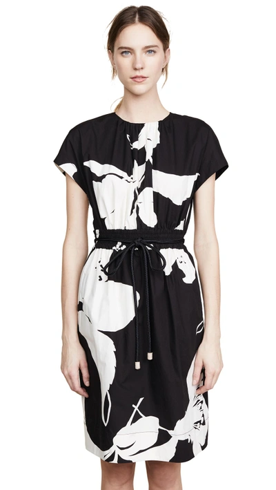 Shop Marc Jacobs Short Sleeve Dress With Belted Waist In Black/white