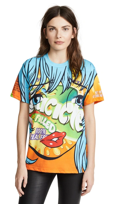 Shop Moschino Cereal Cartoon Girl Graphic Oversize Tee In Multi