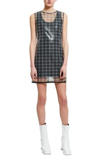Shop Helmut Lang Opening Ceremony Cellophane Plaid Shell Dress In Black Multi