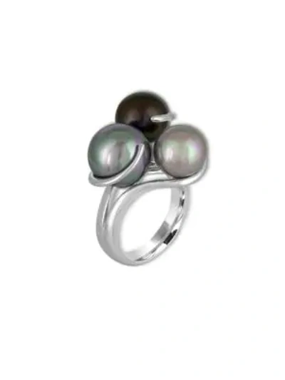 Shop Majorica 9-12mm Organic Pearl & Sterling Silver Ring In Silver Multi