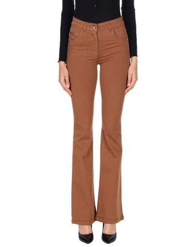 Shop Patrizia Pepe Woman Jeans Brown Size 26 Cotton, Polyester, Elastane