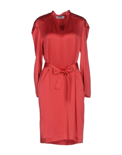 Shop Msgm Knee-length Dress In Coral
