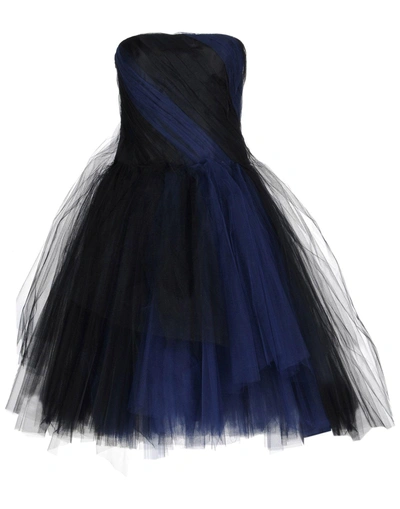 Shop Oscar De La Renta Short Dresses In Dark Blue