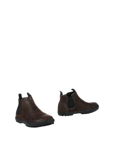 Shop Emporio Armani Ankle Boots In Dark Brown
