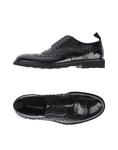 Shop Dolce & Gabbana Man Lace-up Shoes Black Size 9 Calfskin, Cotton, Viscose