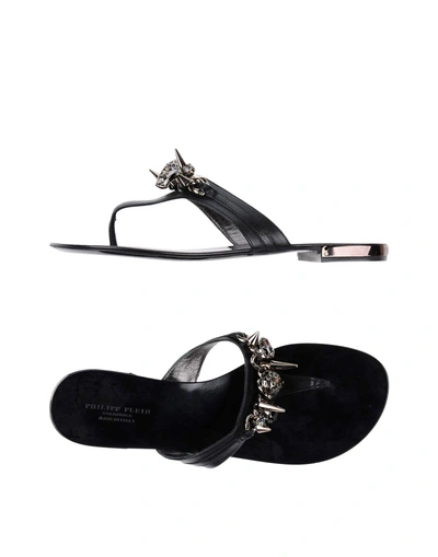 Shop Philipp Plein Toe Strap Sandals In Black