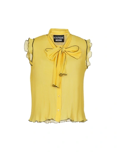 Shop Boutique Moschino Shirts & Blouses With Bow In Yellow