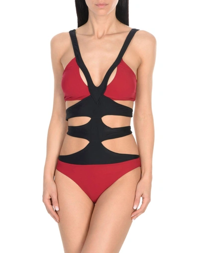 Shop Moeva One-piece Swimsuits In Maroon