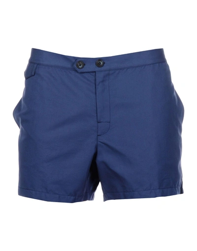 Shop Thomas Mason Swim Shorts In Slate Blue