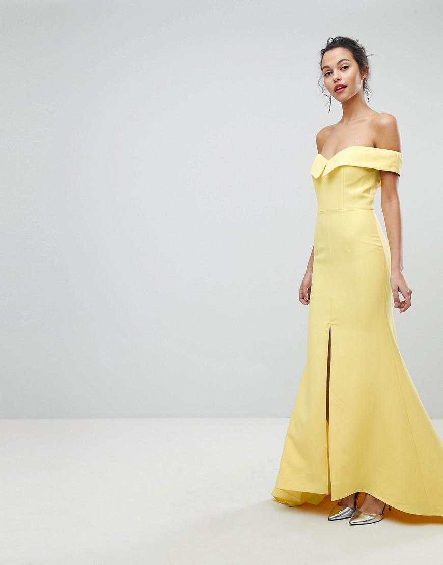 bardot maxi dress with thigh split