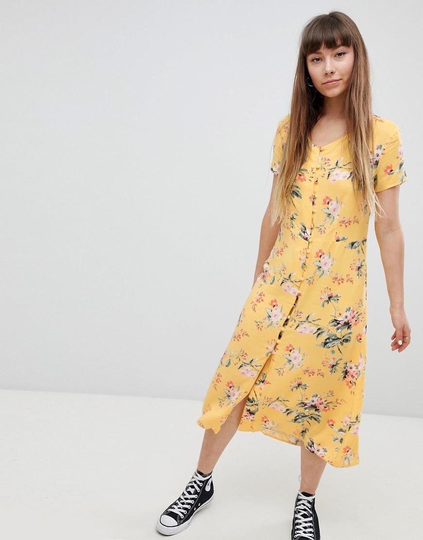 new look yellow midi dress