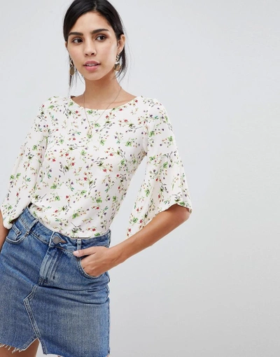 Shop Oh My Love Printed Tie Back Frill Crop Top - Pink
