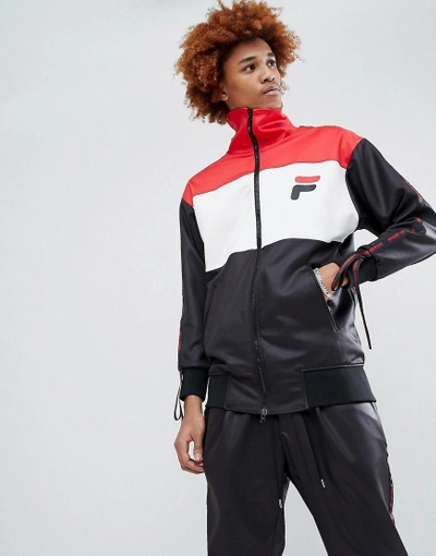 Shop D-antidote X Fila Track Jacket With Taping - Black