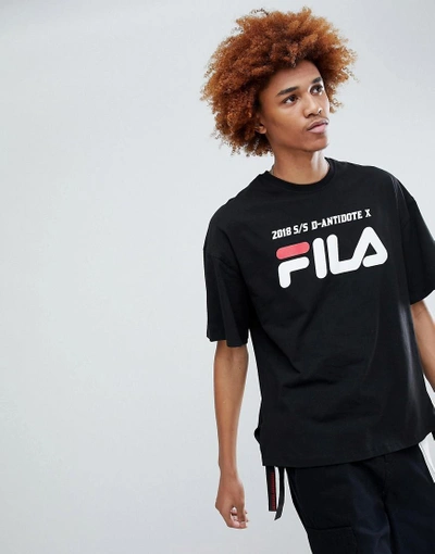X Fila T-shirt With Taping Black ModeSens