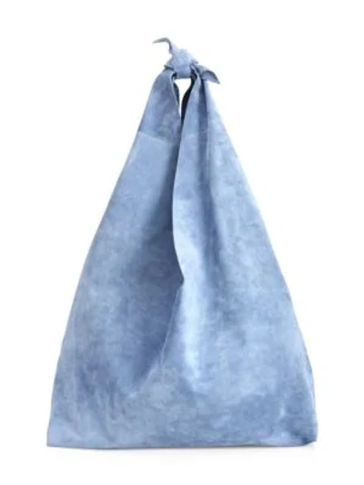 Shop The Row Bindle Suede Hobo Bag In Baby Blue