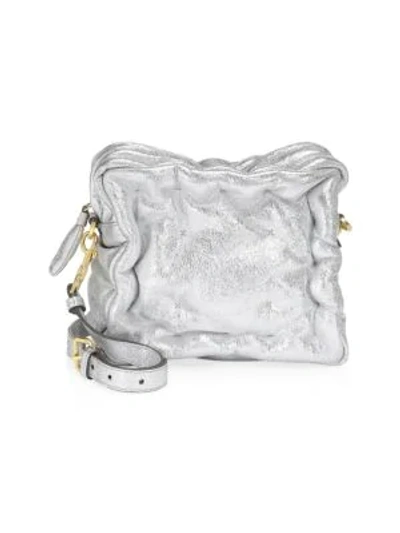 Shop Anya Hindmarch Chubby Leather Crossbody Bag In Silver