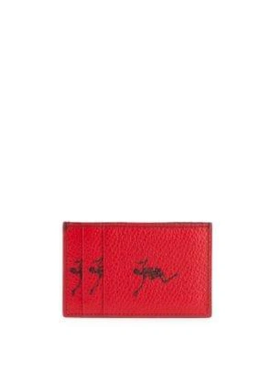 Shop Alexander Mcqueen Leather Card Holder In Red-black