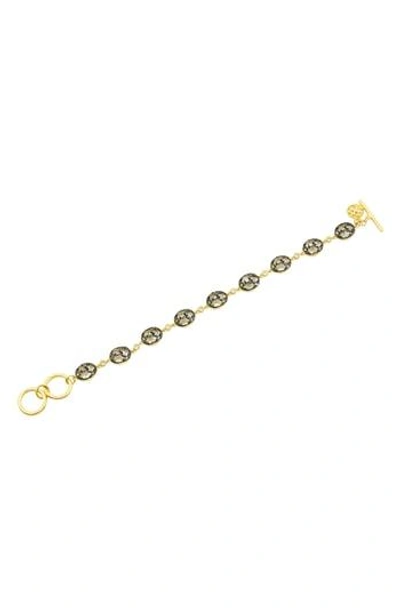 Shop Freida Rothman Rose Dor Line Bracelet In Black Rhodium/ Gold