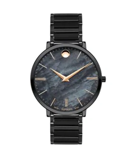 Shop Movado Ultra Slim Black Stainless Steel Watch