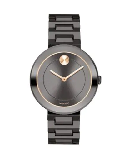 Shop Movado Mid-size Bold Gunmetal Stainless Steel Watch In Black