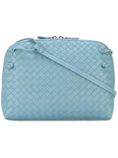 Shop Bottega Veneta Air Force Blue Intrecciato Nappa Messenger Bag