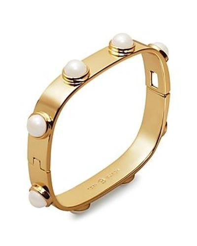 Shop Tory Burch Crystal-studded Bracelet In White/gold