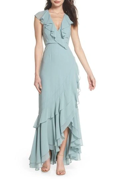 Shop C/meo Collective C/meo Be About You Ruffle Gown In Sage