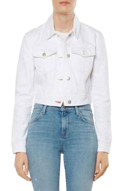 Shop J Brand Faye Crop Denim Jacket In White