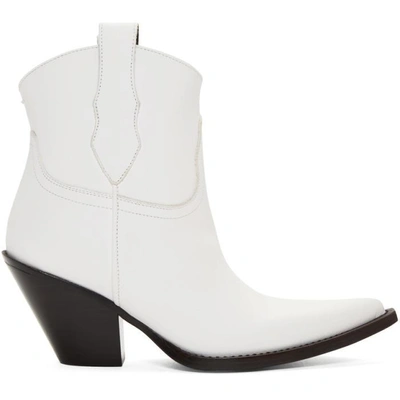 Shop Maison Margiela White Low Mexas Boots In 102 White
