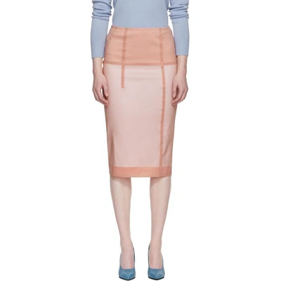 Shop Victoria Beckham Pink Linear Pencil Skirt
