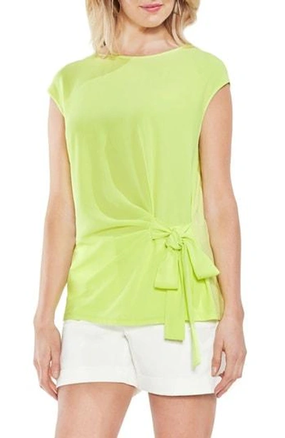 Shop Vince Camuto Side Tie Ruched Stretch Crepe Top In Island Lime