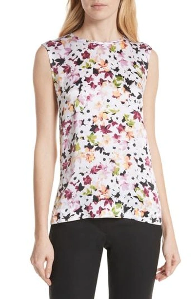 Shop Equipment Layla Floral Silk Top In Bright White Multi