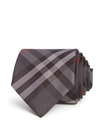 Shop Burberry Clinton Check Classic Tie In Dark Gray