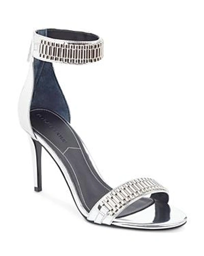 Shop Kendall + Kylie Kendall And Kylie Women's Miaa Chain Detail Mid Heel Sandals In Silver
