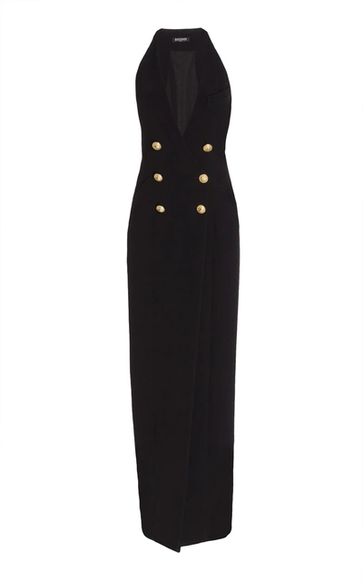 Shop Balmain Blazer Full Length Dress In Black