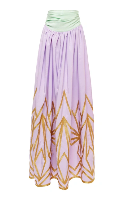 Shop Yuliya Magdych Cleopatra Silk Maxi Skirt In Purple