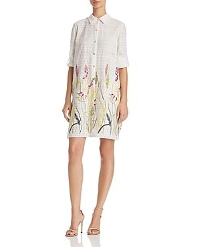 Shop T Tahari Sabina Embroidered Eyelet Tunic Blouse In White