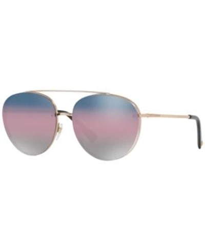 Shop Valentino Sunglasses, Va2009 58 In Rose Gold/gradient Blue Pink Mirror