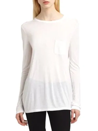 Shop Alexander Wang T Classic Long-sleeve Pocket Tee In White