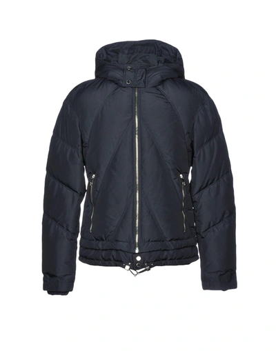 Shop Versace Down Jacket In Dark Blue