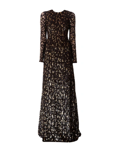 Shop Michael Kors Long Dresses In Dark Brown