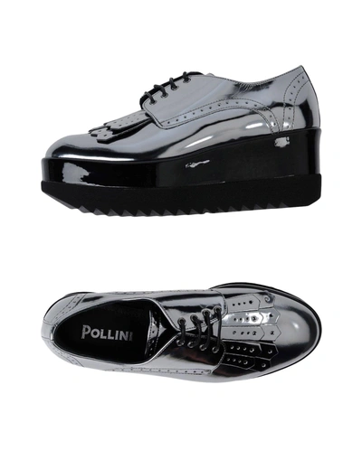 Pollini Laced Shoes In Silver | ModeSens