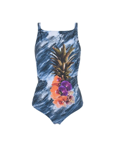 Shop Água De Coco One-piece Swimsuits In Slate Blue