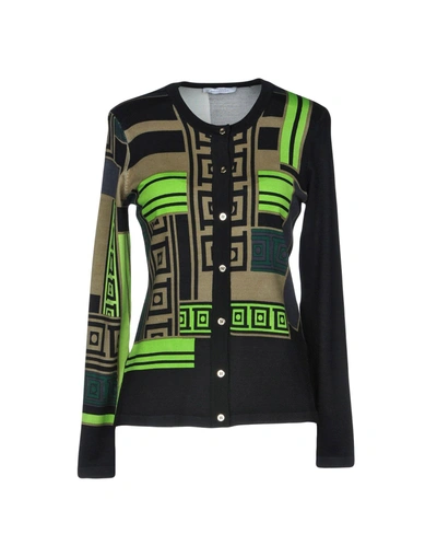 Shop Versace Cardigan In Military Green