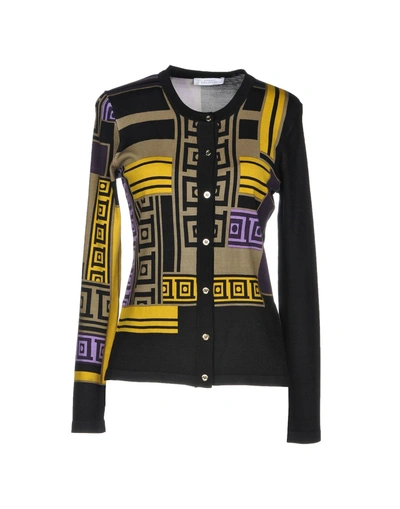 Shop Versace Cardigan In Black