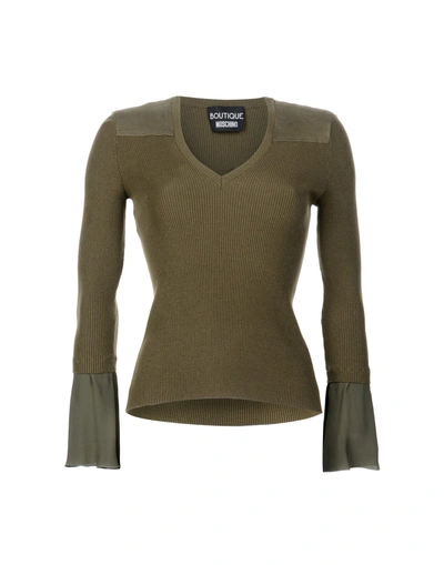 Shop Boutique Moschino Woman Sweater Military Green Size 14 Rayon, Polyester, Silk