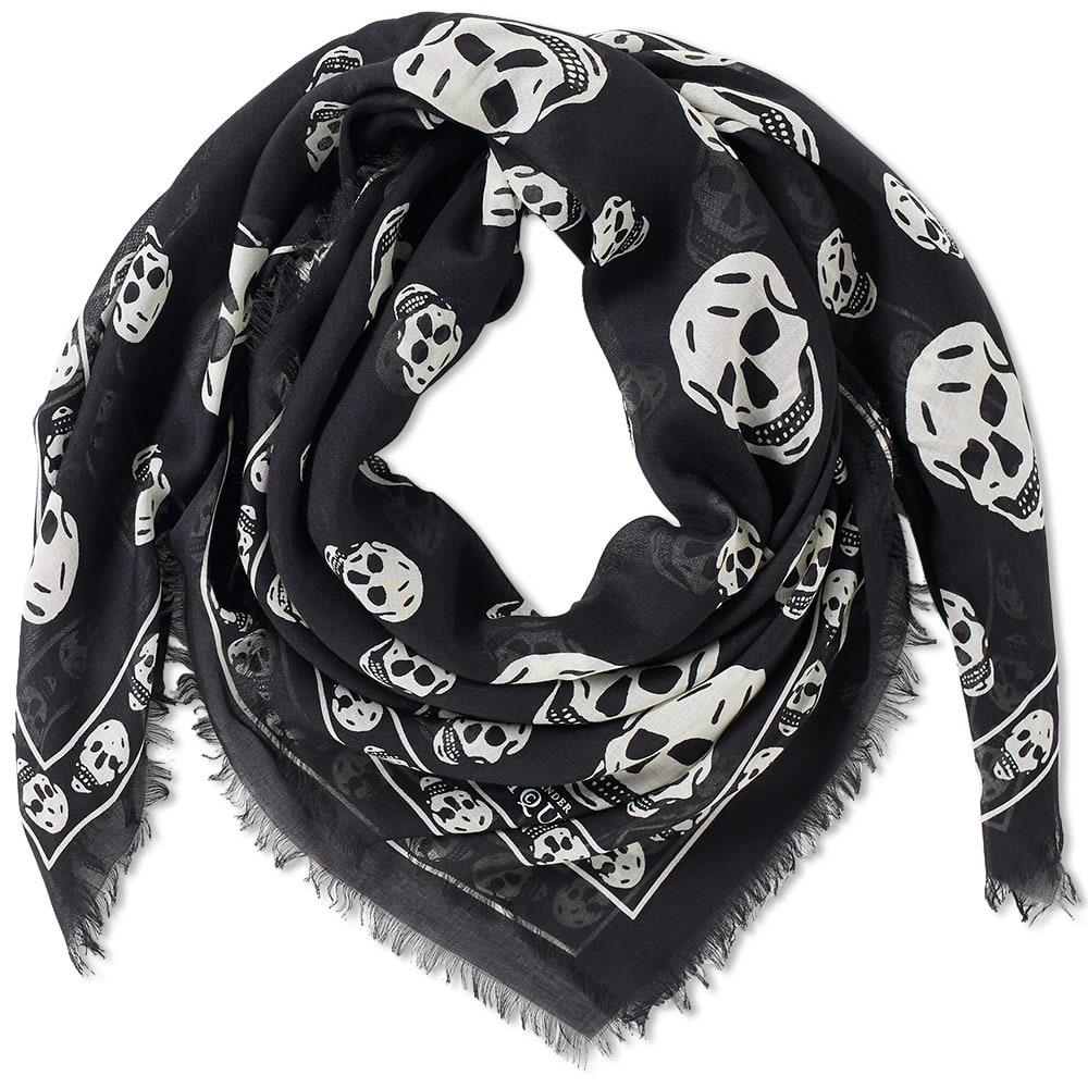 alexander mcqueen black skull scarf